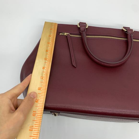 Dooney & Bourke Leather Purse Saffiano Zip Satchel Red Bordeaux - Picture 4 of 16